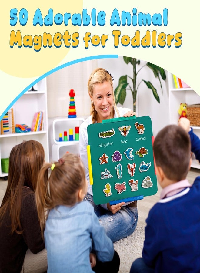 PraxiKidy Magnetic Animals,50 PCS Fridge Magnets for Toddlers,Farm Animals Wild Zoo Sea Ocean Animals Refrigerator Magnets for Kids,Educational Learning Magnetic Toys for Whiteboard Preschool Baby - Image 3